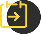 A yellow calendar icon with an arrow pointing to the right.