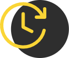 A yellow clock icon on a black background.