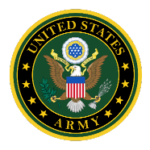 The military logo of the United States Army.
